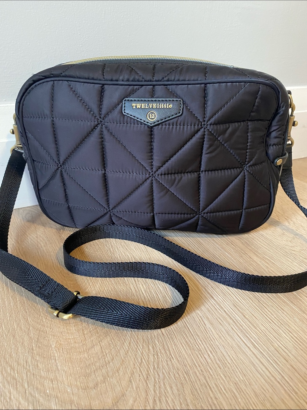 TWELVElittle Black Quilted Diaper Clutch Crossbody Changing Pad Organizer
